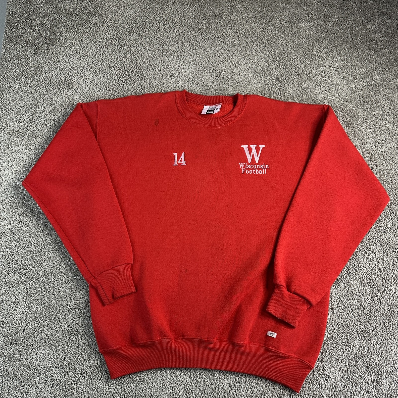 Vintage Wisconsin Badgers Sweatshirt Mens Xl Red Football Ncaa Lee 90s Made Usa